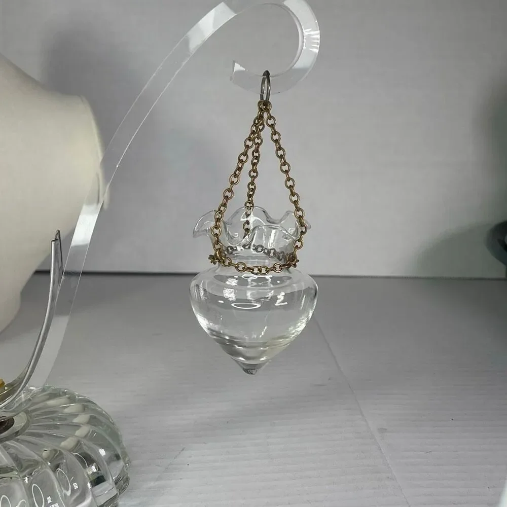 Antique apothecary pharmacy glass scale balances and hanger.